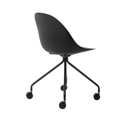 Black Steel and Heavy Duty Plastic Swivel Rolling Conference Office Chair