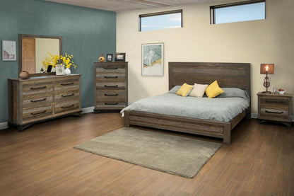 Cómoda doble de seis cajones de madera maciza marrón de 62"