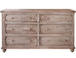 Cómoda doble de seis cajones de madera maciza natural de 70"