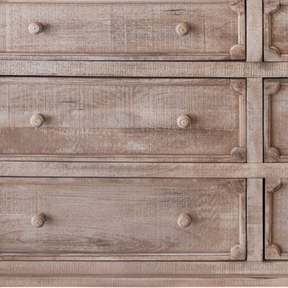 Cómoda doble de seis cajones de madera maciza natural de 70"