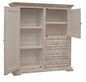 Cómoda de caballero de tres cajones de madera maciza blanca de 55"