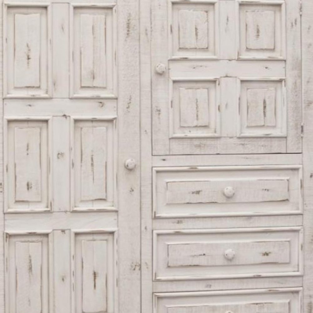 Cómoda de caballero de tres cajones de madera maciza blanca de 55"