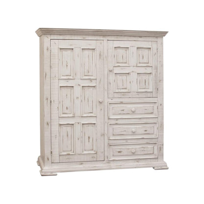 Cómoda de caballero de tres cajones de madera maciza blanca de 55"