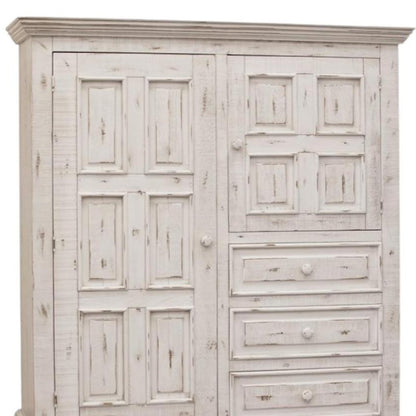 Cómoda de caballero de tres cajones de madera maciza blanca de 55"