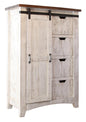 Cómoda triple de seis cajones de madera maciza blanca envejecida de 62"