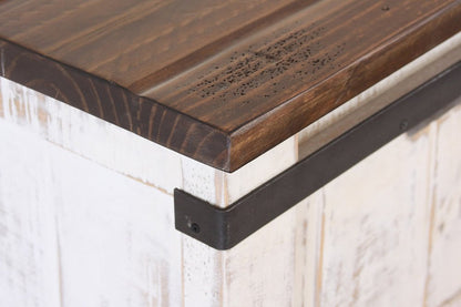 Cómoda triple de seis cajones de madera maciza blanca envejecida de 62"