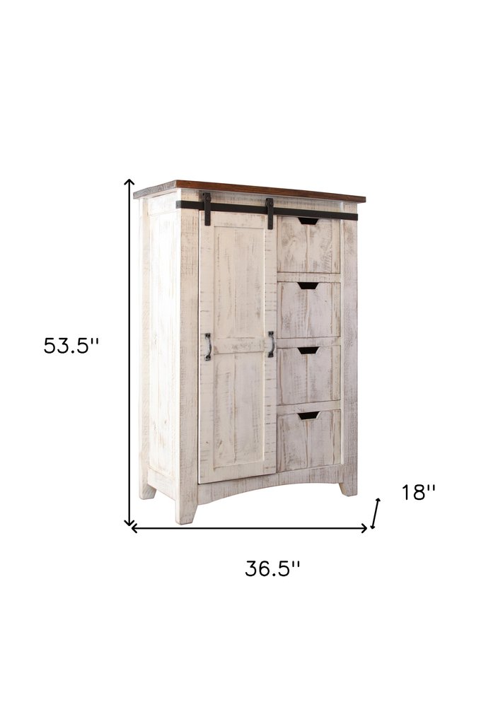 Cómoda triple de seis cajones de madera maciza blanca envejecida de 62"