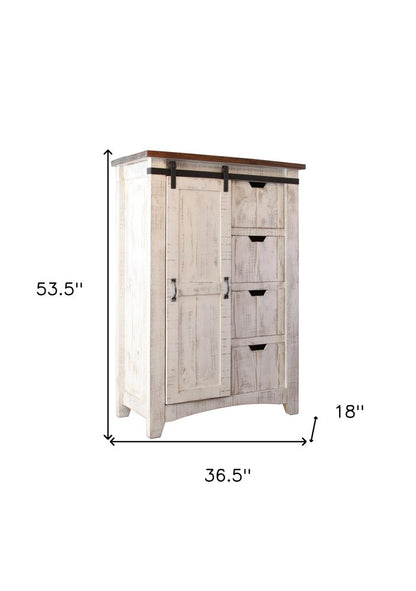 Cómoda triple de seis cajones de madera maciza blanca envejecida de 62"