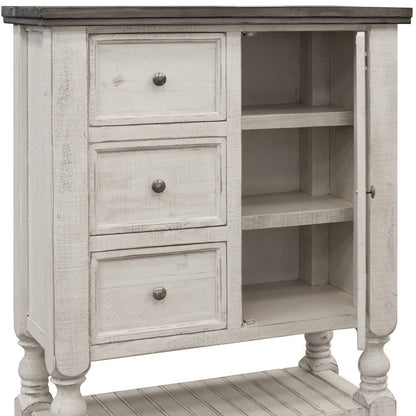 Cómoda triple de seis cajones de madera maciza gris y marfil de 62"