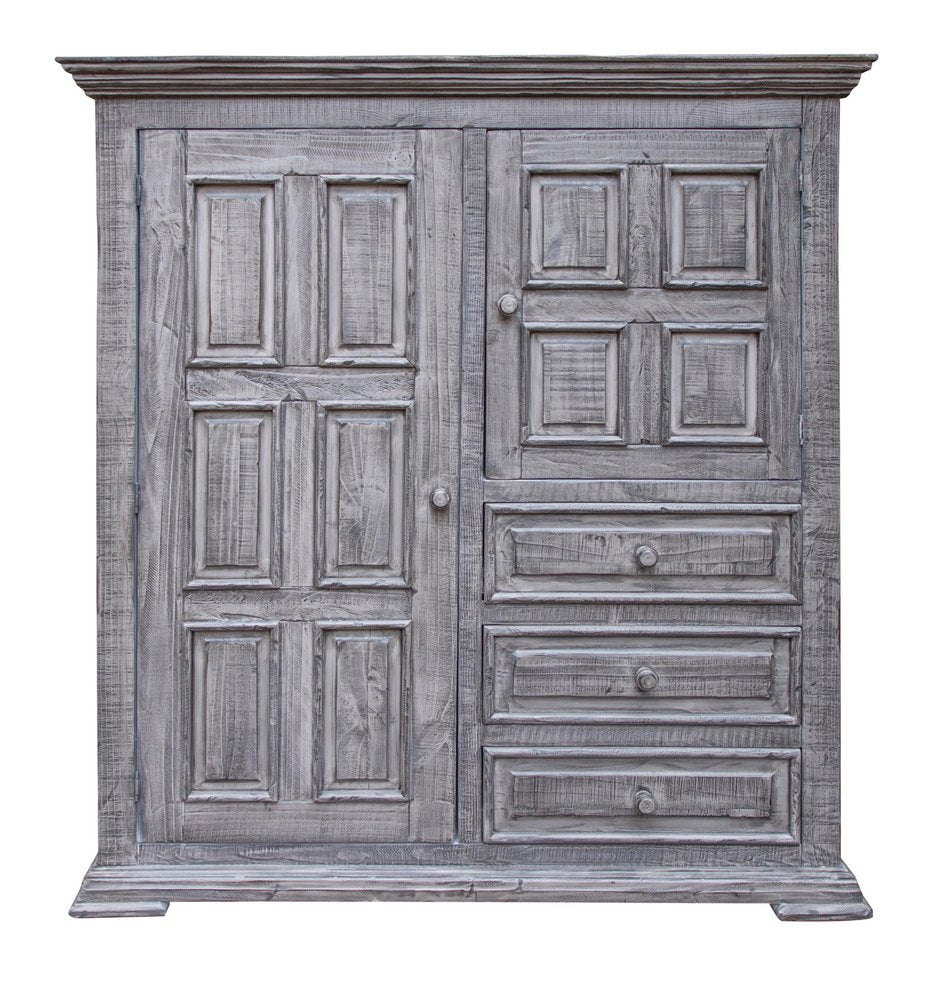 Cómoda de cinco cajones de madera maciza gris de 37"