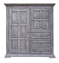 Cómoda de cinco cajones de madera maciza gris de 37"