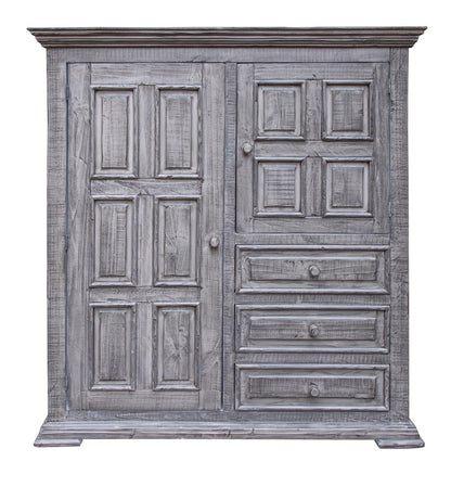 Cómoda de cinco cajones de madera maciza gris de 37"