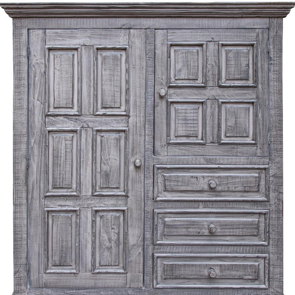 Cómoda de cinco cajones de madera maciza gris de 37"