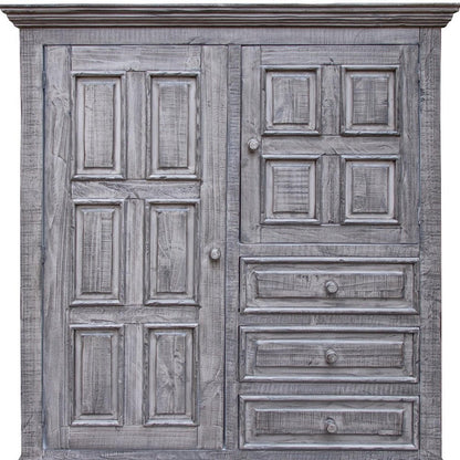 Cómoda de cinco cajones de madera maciza gris de 37"