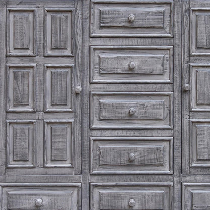 Cómoda de cinco cajones de madera maciza gris de 37"