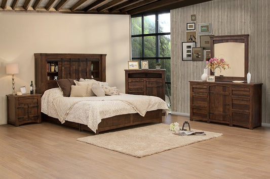 Cómoda triple de seis cajones de madera maciza marrón de 67"