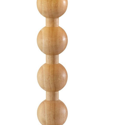 Lámpara de mesa de madera maciza marrón de 71 cm con pantalla de tambor en blanco roto