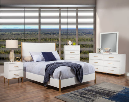 Natural and White Solid Wood And Upholstery Full Bed Frame