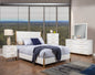 Natural and White Solid Wood And Upholstery Full Bed Frame