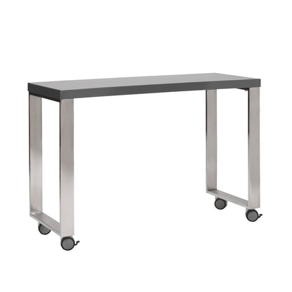 39" Gray and Silver Wood and Stainless Steel Rolling Sled Writing Desk
