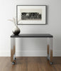 39" Gray and Silver Wood and Stainless Steel Rolling Sled Writing Desk