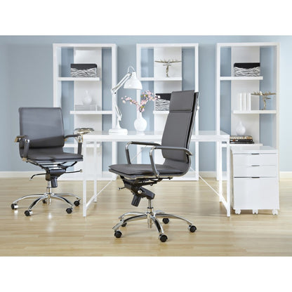 47" White Wood and Stainless Steel Writing Desk