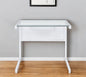 33" Clear and White Glass and Stainless Steel Writing Desk
