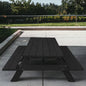 94" Charcoal Solid Wood Outdoor Picnic Table