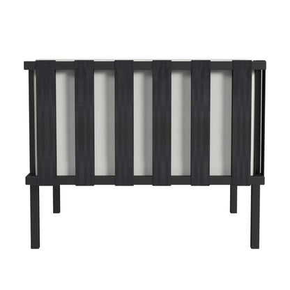 Sillón de exterior de metal negro de 83 cm con cojín blanco roto
