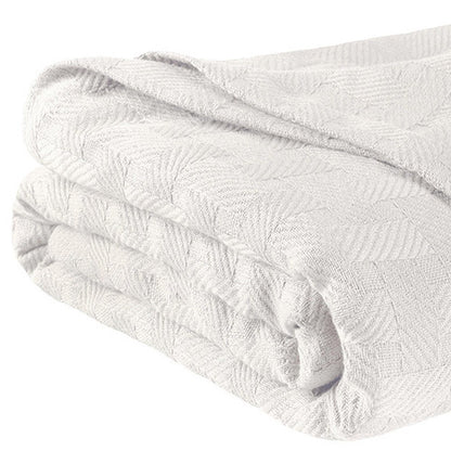 King White Cotton Basketweave Geometric Blanket