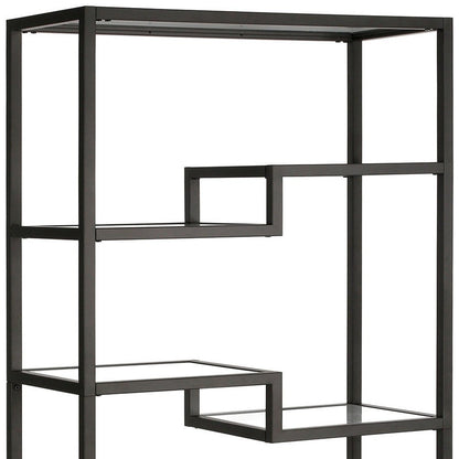 Black Metal and Glass Seven Tier Etagere Bookcase