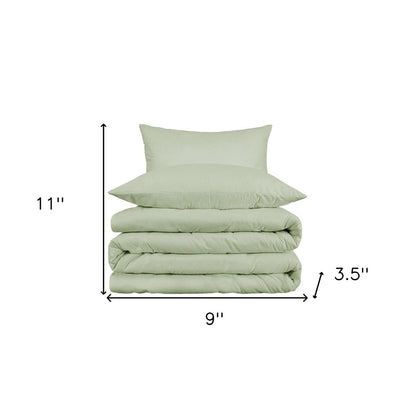 Juego de funda nórdica lavable de mezcla de algodón Queen, color verde claro, de 1000 hilos
