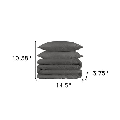 Juego de funda nórdica lavable de 1200 hilos en mezcla de algodón color carbón Queen