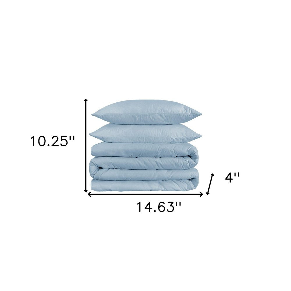 Juego de funda nórdica lavable de mezcla de algodón azul claro King de 1200 hilos