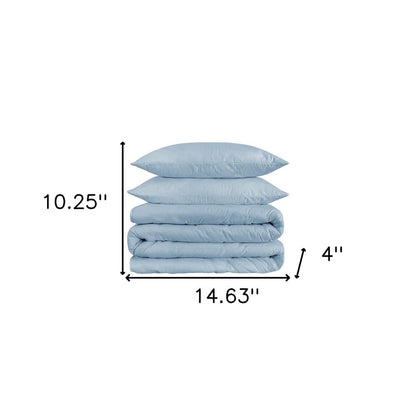 Juego de funda nórdica lavable de mezcla de algodón azul claro King de 1200 hilos