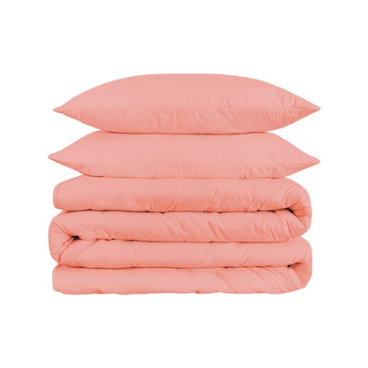 Juego de funda nórdica lavable de algodón de 1500 hilos color rosa polvoriento