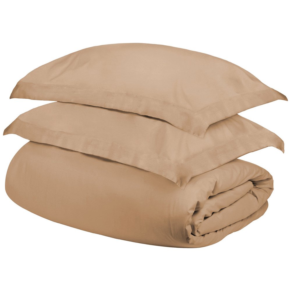 Juego de funda nórdica lavable de 300 hilos en mezcla de algodón beige tamaño king