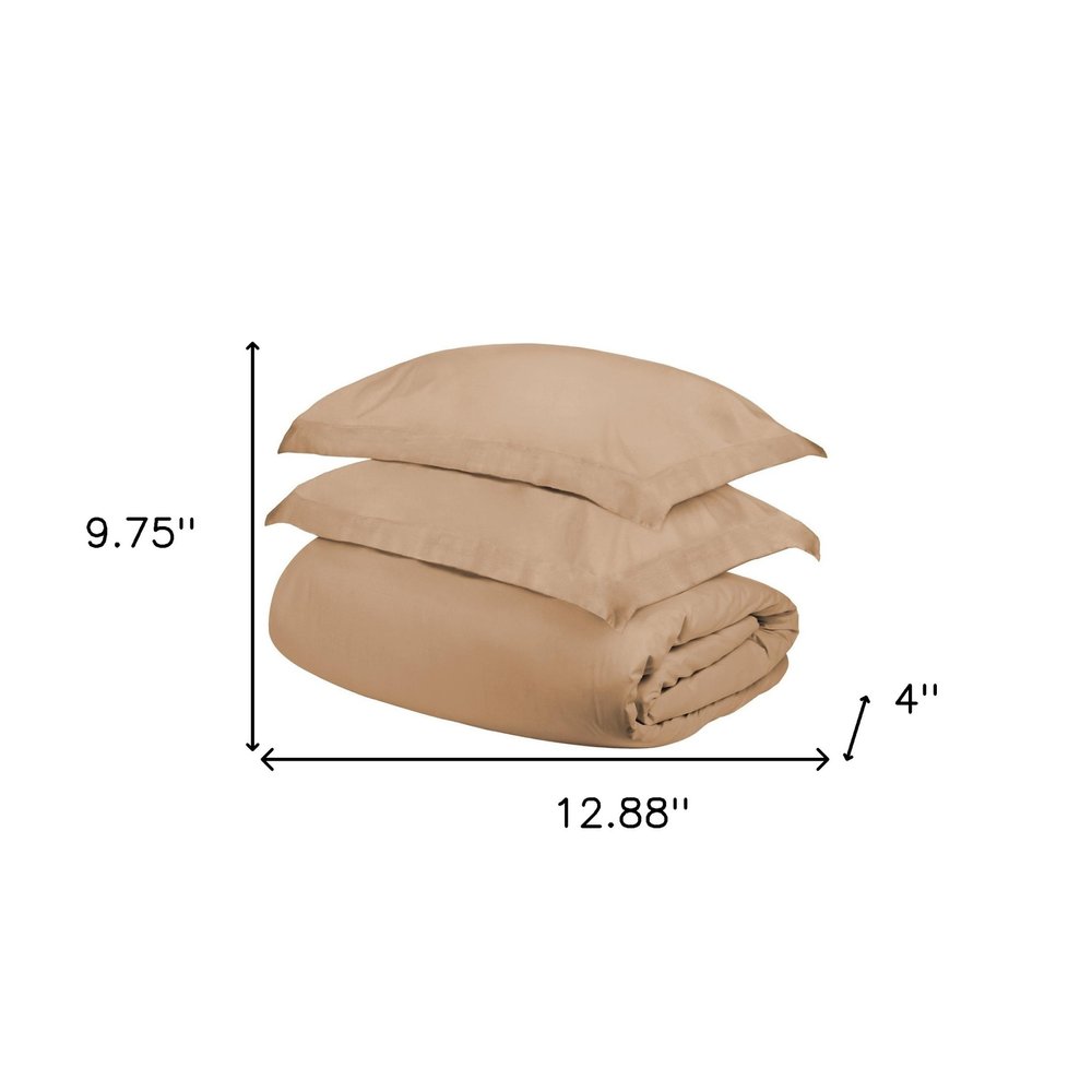 Juego de funda nórdica lavable de 300 hilos en mezcla de algodón beige tamaño king