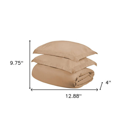 Juego de funda nórdica lavable de 300 hilos en mezcla de algodón beige tamaño king