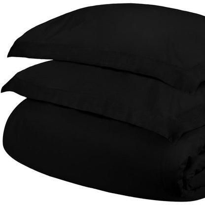Juego de funda nórdica lavable de mezcla de algodón Black King de 300 hilos