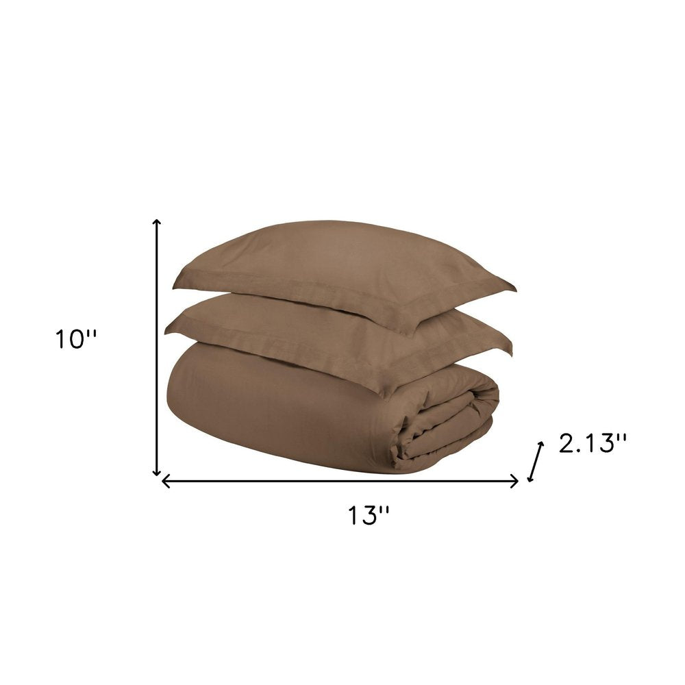 Juego de funda nórdica lavable de 300 hilos en mezcla de algodón color topo