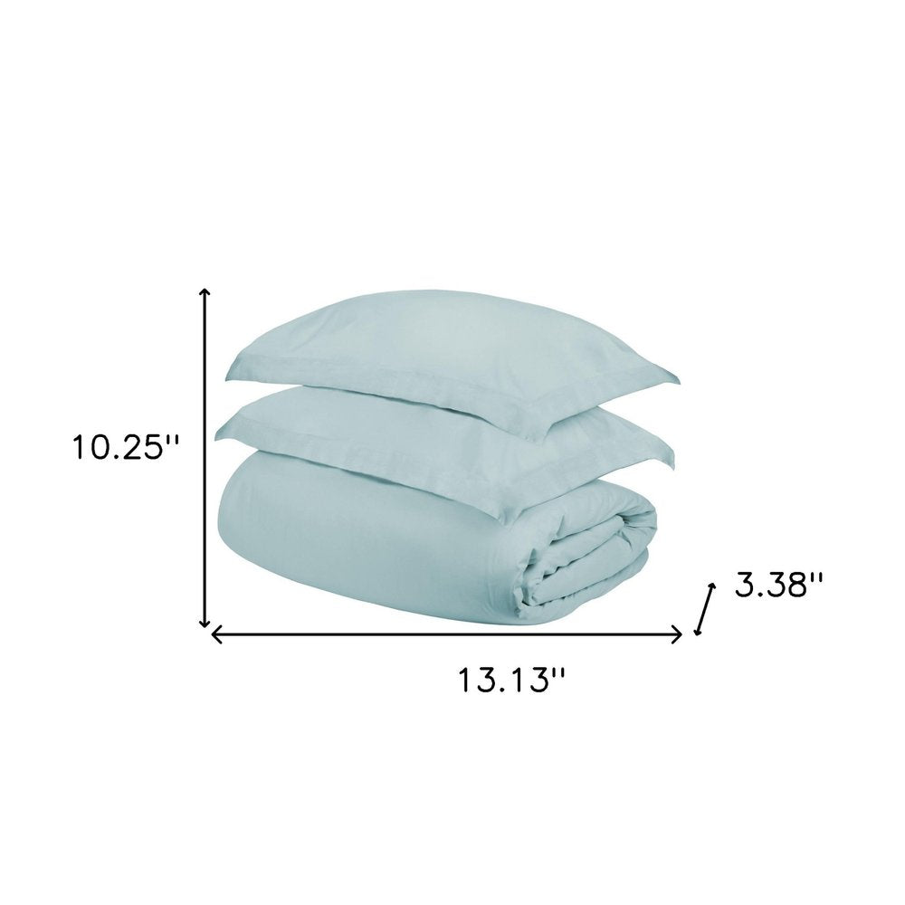 Juego de funda nórdica lavable de mezcla de algodón azul claro Queen de 400 hilos