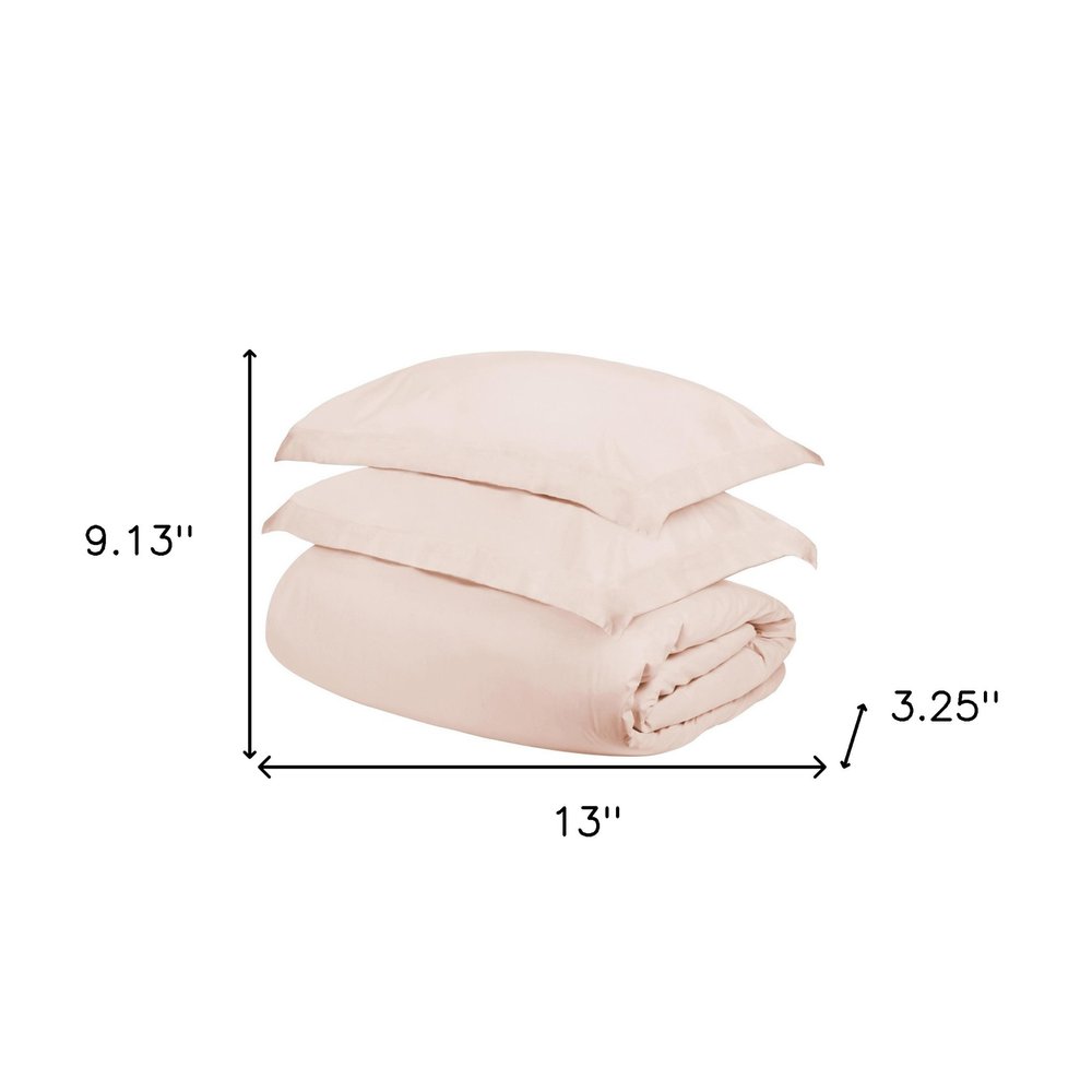 Juego de funda nórdica lavable de 400 hilos en mezcla de algodón rosa Twin