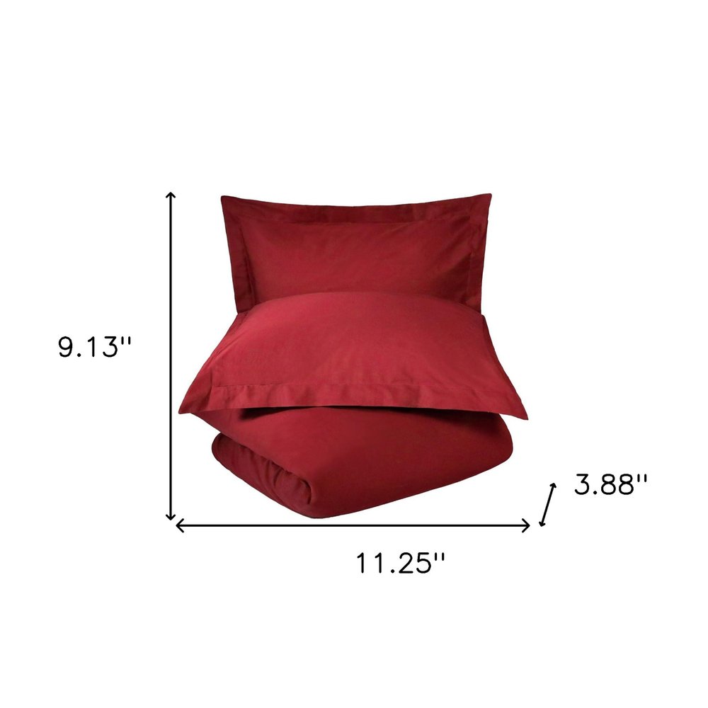 Juego de funda nórdica lavable Burgundy King 100 % algodón de 300 hilos