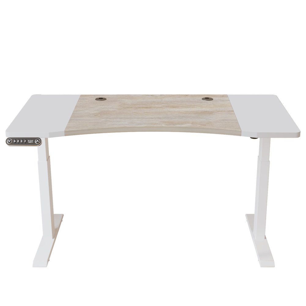 Escritorio de pie ajustable de 63" en marrón y blanco