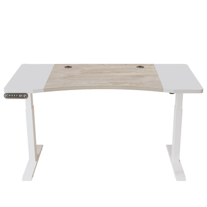 Escritorio de pie ajustable de 63" en marrón y blanco