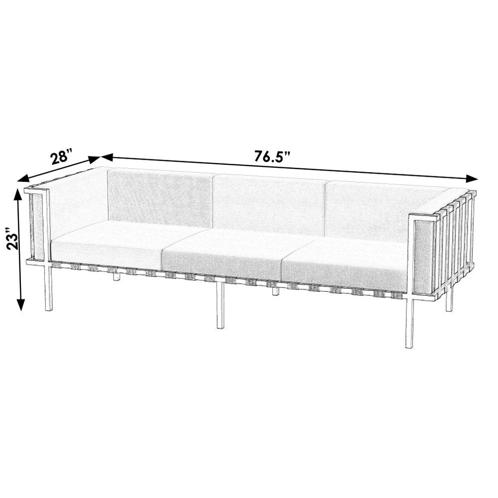 77" Black Iron and Cushions Patio Sofa