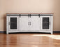79" White Solid Wood Cabinet Enclosed Storage Distressed TV Stand
