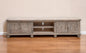 93" Desert Sand Solid Wood Cabinet Enclosed Storage Distressed TV Stand