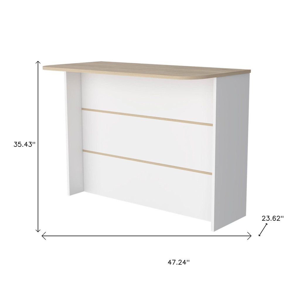 Isla de cocina blanca y natural de 47" con almacenamiento